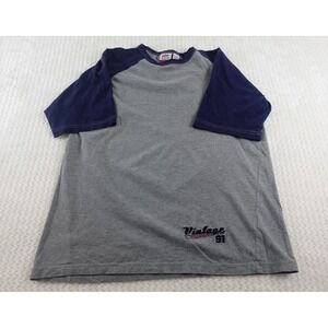 vintage otb one tough brand 90s grey and navy raglan baseball t-shirt size M